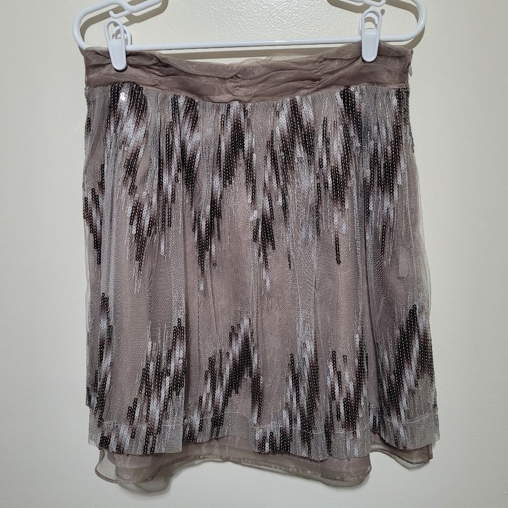Antonio Melani‎ Tan/brown Sequined Sparkly Tulle Skirt